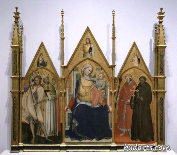 圣母玛利亚和圣子登基与圣徒克里斯托弗、布莱斯、塞巴斯蒂安和弗朗西斯