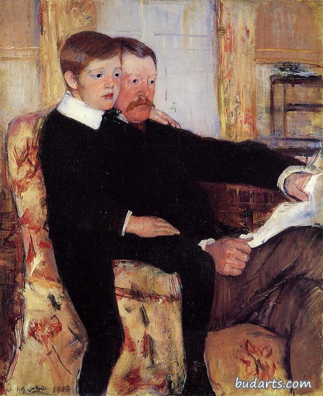 亚历山大卡萨特和他的儿子罗伯特凯尔索卡萨特的肖像
