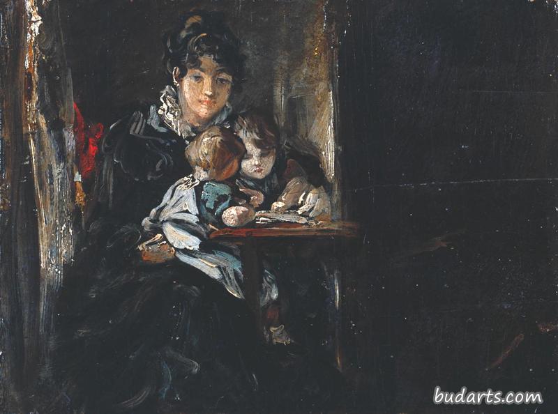 玛丽亚·康斯特布尔和她的两个孩子