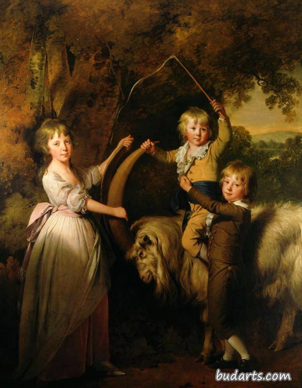 理查德阿克赖特的三个孩子和一只山羊