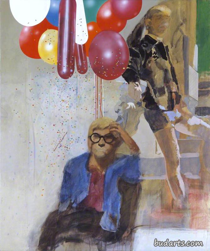 大卫·霍克尼在好莱坞西班牙室内的肖像