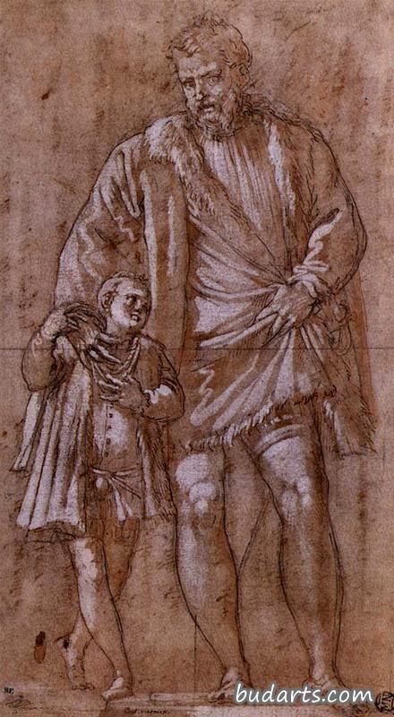 朱塞佩·达波尔图伯爵与儿子阿德里亚诺的画像