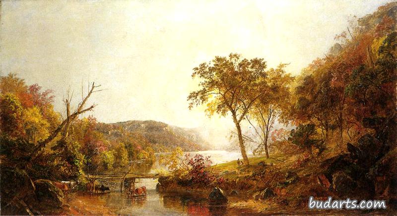 新泽西州拉玛波河的秋天