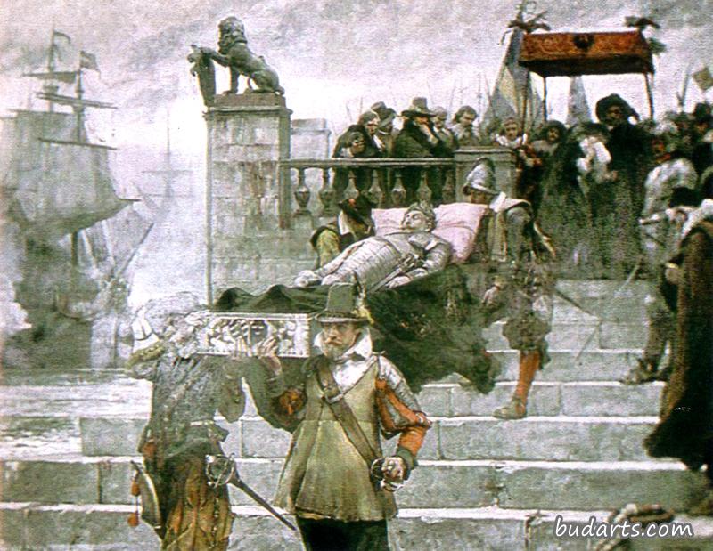 1633年古斯塔夫斯二世阿道夫的遗体在沃尔加斯特港启航
