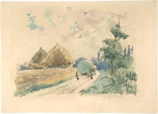 Landscape with Wagon and Haystacks