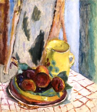 Still Life with Peaches and Yellow Pot