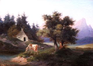 Cow and Goat in the Alpine Landscape