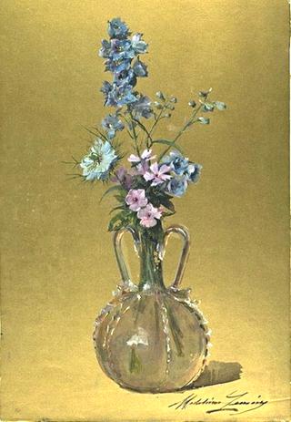Fleurs dans un vase à deux anses