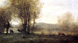 Pond with Three Cows