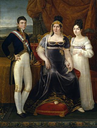 西班牙的玛丽亚·路易莎，卢卡公爵夫人，带着孩子