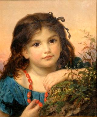Portrait of a girl with a rosehip necklace
