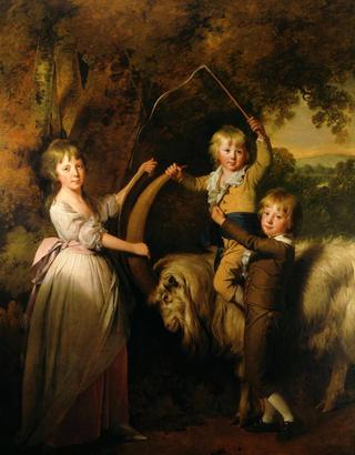 Three Children of Richard Arkwright with a Goat