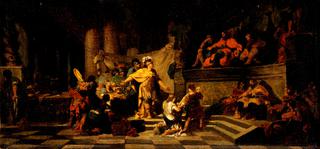 埃涅阿斯向拉美努斯国王献礼，并向他要女儿的手