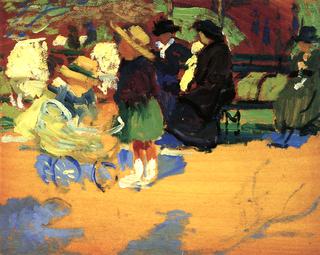 Park Scene, with Baby Carriage