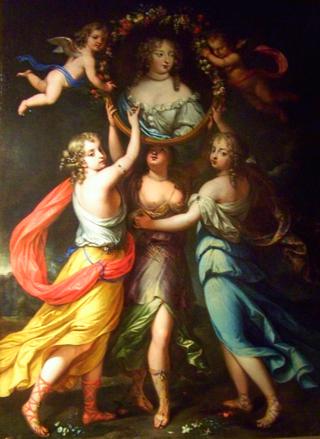 Madame de Montespan held by the three graces