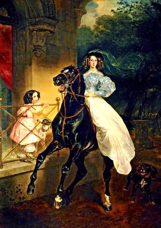 骑，余伯爵夫人的养子乔瓦尼娜和阿玛西莉亚·帕西尼的画像，P、 萨莫洛娃