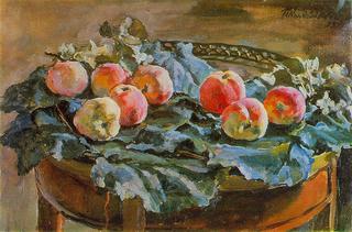 Still Life. Apples at the round table