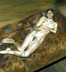 Naked Portrait on a Red Sofa