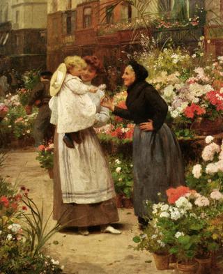 Flower offering to a child