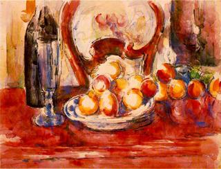 Still Life - Apples, a Bottle and Chairback