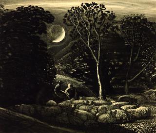 月光下，羊的风景
