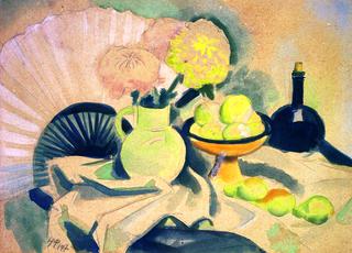 Still Life with Chrysanthemum and Fan