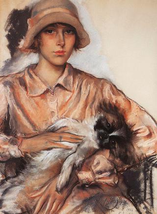 Portrait of I. Velan with a Dog