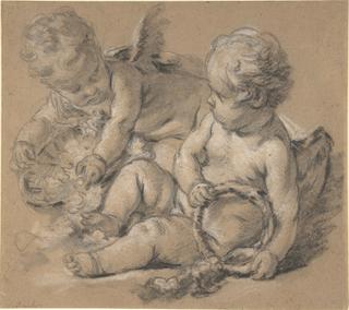 Winged Putti with Flowers