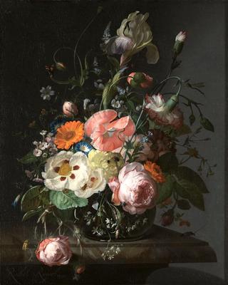 Still-life of Flowers on a Marble Ledge