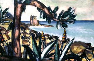 Seascape with Agaves and Old Castle