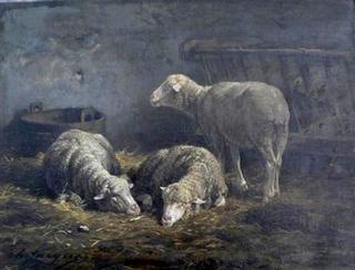 三只羊在谷仓里