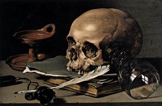Still Life:  Skull and Writing Quill