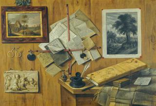 Trompe-l'oeil with Letters and Books