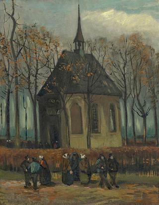 The Church of Nuenen with Churchgoers
