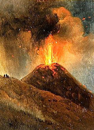 维苏威火山夜间喷发