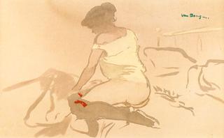 Woman Kneeling on a Bed