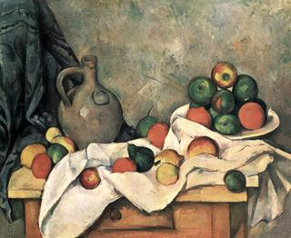 Still Life, Drapery, Pitcher, and Fruit Bowl