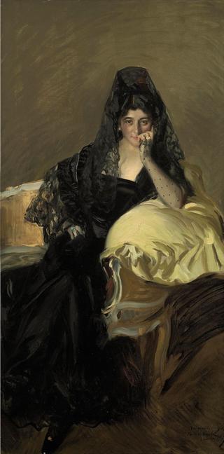 Retrato de Señora de Urcola llevaba una mantilla de negro