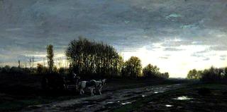 Landscape with a Farm Waggon, Sunset