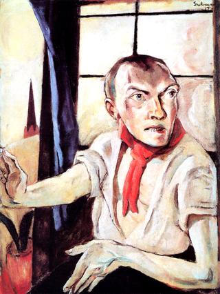 Self-Portrait with Red Scarf