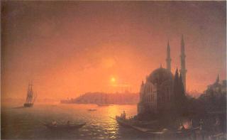 月光下的君士坦丁堡景色