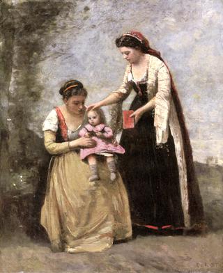 Two Women Playing with a Child