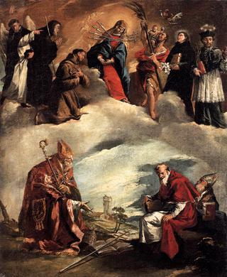 The Four Church Fathers and the Virgin of Seven Sorrows with Saints