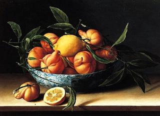 一碗库拉索橙子的静物画