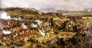 The Battle of Waterloo: The British Squares Receiving the Charge of the French Cuirassiers