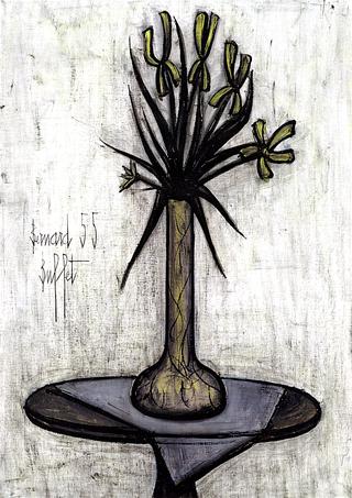 Irises on a Pedestal Table
