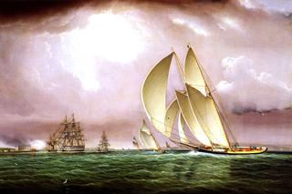 在纽约港举行的帆船比赛，在州长岛举行海军礼炮和威廉斯城堡