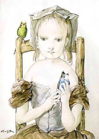 Little Girl with Lovebirds
