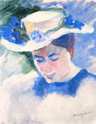 Jeanne, A Hat with Cornflowers