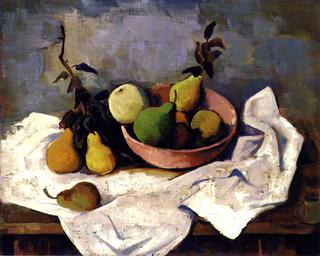 Still LIfe with Fruit with Rose Colored Bowl